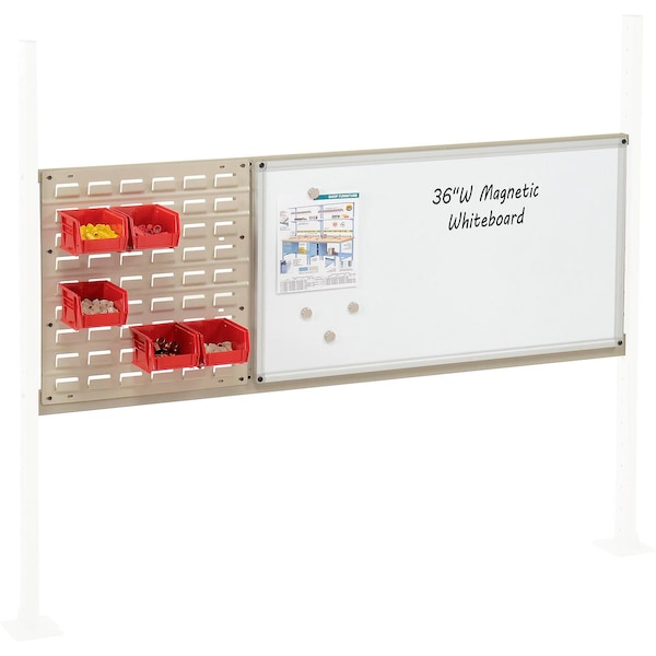 Global Industrial 18in Louver & 36in Whiteboard Panel Kit, 60inW, Tan 319177TN - main